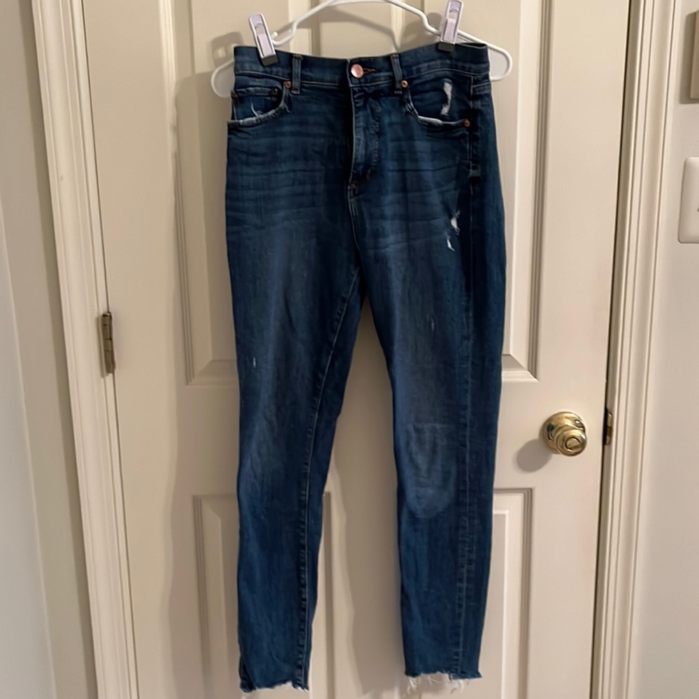 Loft distressed high waist skinny ankle denim pant